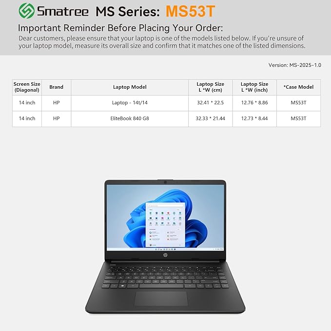 Smatree MS53T Hard EVA Protective Sleeve Case with Stand Compatible for 14 inch HP Pavilion Laptop 14-dv2097nr/14-ec1097nr