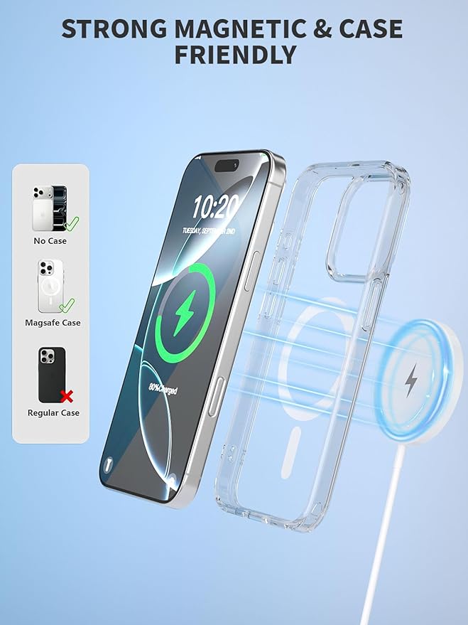 Magnetic Wireless Charger 10FT Fast Apple Mag-Safe Charger Magnet Charging Pad iPhone Mag Safe Charging for iPhone 17Pro Max/16 Pro Max/16Pro/16/iPhone 15Pro Max/15 Plus/14/13/12/AirPods 3/2/Pro/Pro 2