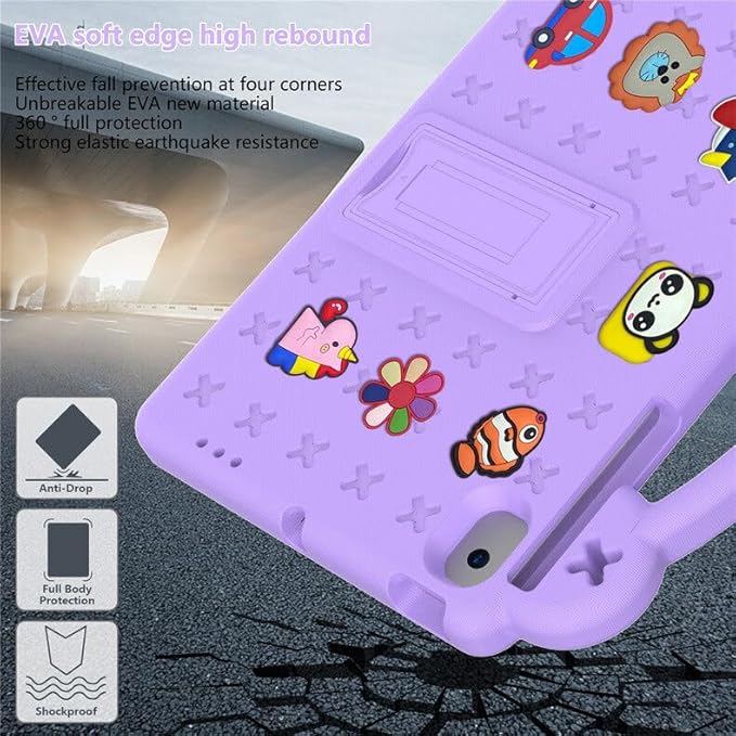 AKABEILA Compatible with Lenovo Tab M10 Plus(3rd Gen) 10.6 (2022)/Huawei MatePad Pro 10.8 (2019/2021)/SE 10.4(2023)/Samsung Tab A8 10.5 Tablet Case, Kids Case with Shoulder Strap - Light Purple