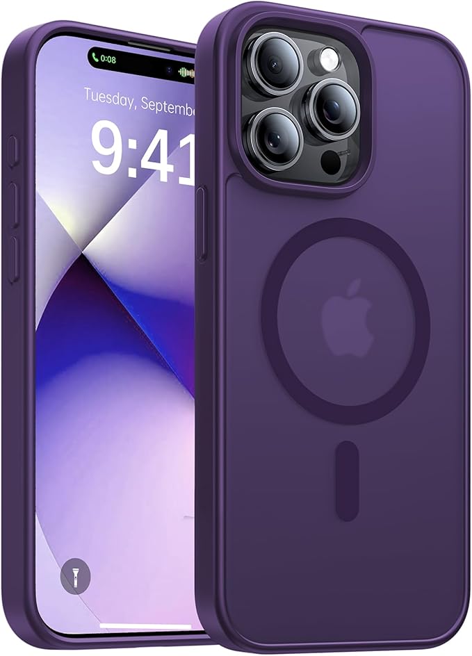Magnetic for iPhone 14 Pro Max Case, [Compatible with MagSafe][Military-Grade Drop Protection][Anti-Yellowing] Shockproof Translucent Matte Cover for iPhone 14 Pro Max Phone Case,Deep Purple