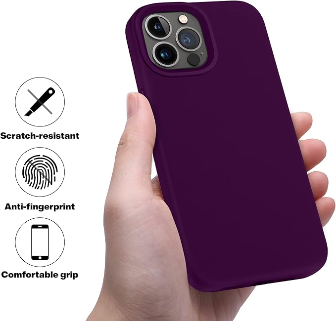 OTOFLY Compatible with iPhone 13 Pro Case,Liquid Silicone Slim Protective Shockproof Phone Case Cover with Anti-Scratch Microfiber Lining, 6.1 inch (Purple)