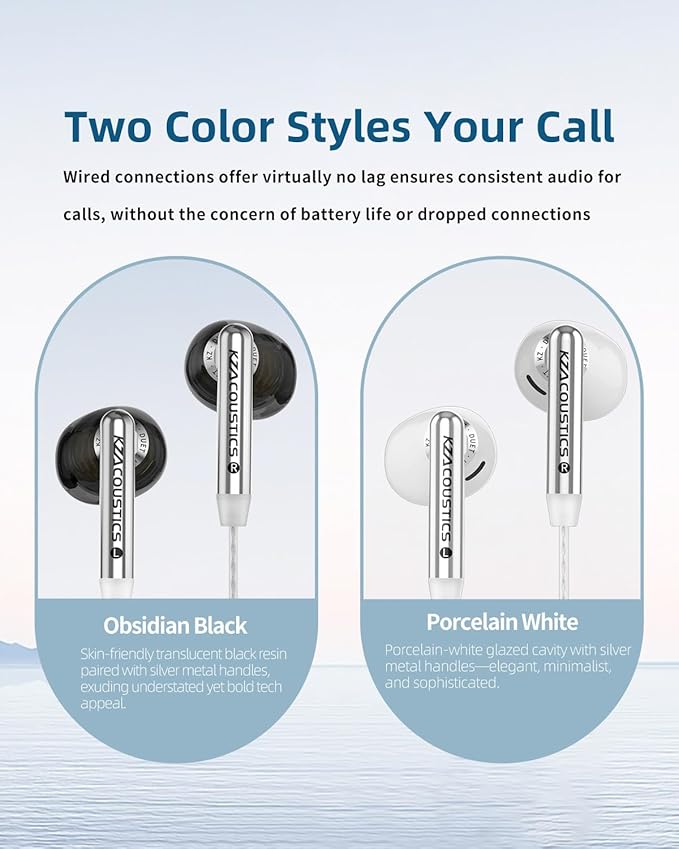 KZ Duet Dual Driver Wired Earbuds with Microphone in-Ear Headphones for PC, Mobile, Nintendo Switch, Noise Isolating Fit, HD Stereo Earphone Convenient for Travel (White, Mic)