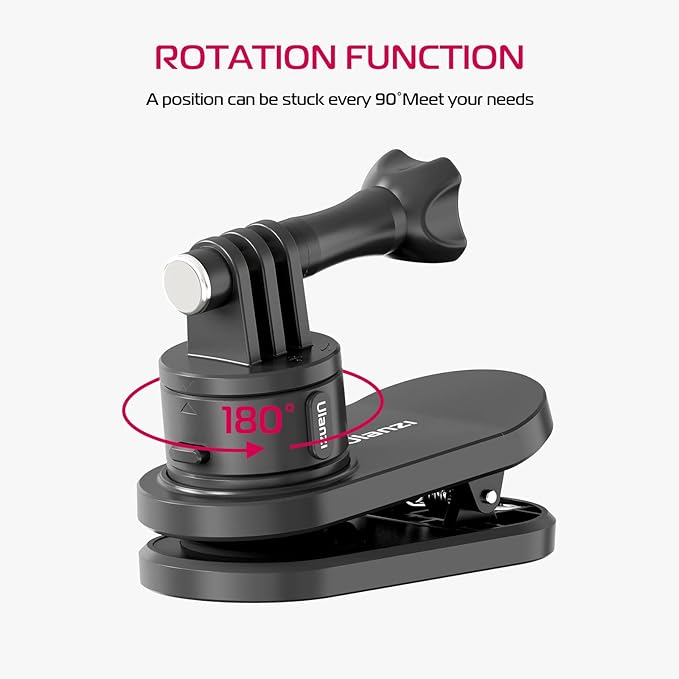 ULANZI Backpack Mount for Action Camera, Go Quick II Magnetic Suction Clip Clamp Mount Quick Release Shoulder Strap Holder Universal Accessories for Max Hero 13 12 11 10 9 8 7 6 5 Black DJI Action