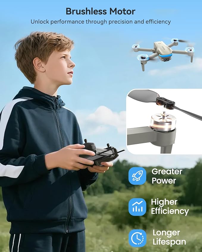 SIMREX 4K FPV Drone with Brushless Motor for Beginners & Teens — 40-Min Flight, Optical Flow Positioning, Gesture Control & VR Mode, Foldable Camera Drone Gift for Kids Ages 8+(Gray)