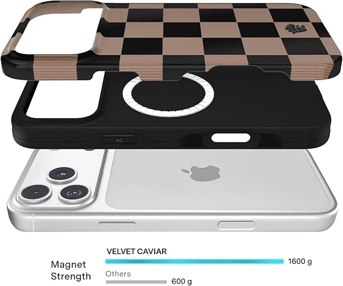VELVET CAVIAR Case for iPhone 17 Pro | Compatible with MagSafe | 10ft Drop Tested | Protective Designer Cases | Mocha Vibe Checkered 2.0