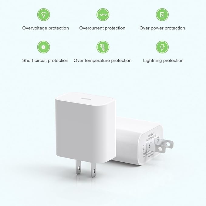 20W USB-C Wall Charger Apple MFi Certified, Fast Charger Block for Phone 17/16/15/14/13 Pro Max/XS/XR/X/8, iPad Pro/Air, Compact Power Adapter, Safe and Reliable