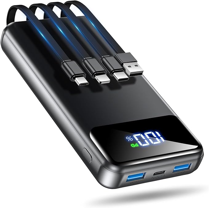 OHOVIV Portable Charger Power Bank 50000mAh Battery Pack, 22.5W Fast Charging PowerBank with Built in Cables,Travel Essential USB-C Portable Phone Charger for iPhone Samsung Pixel Android iPad