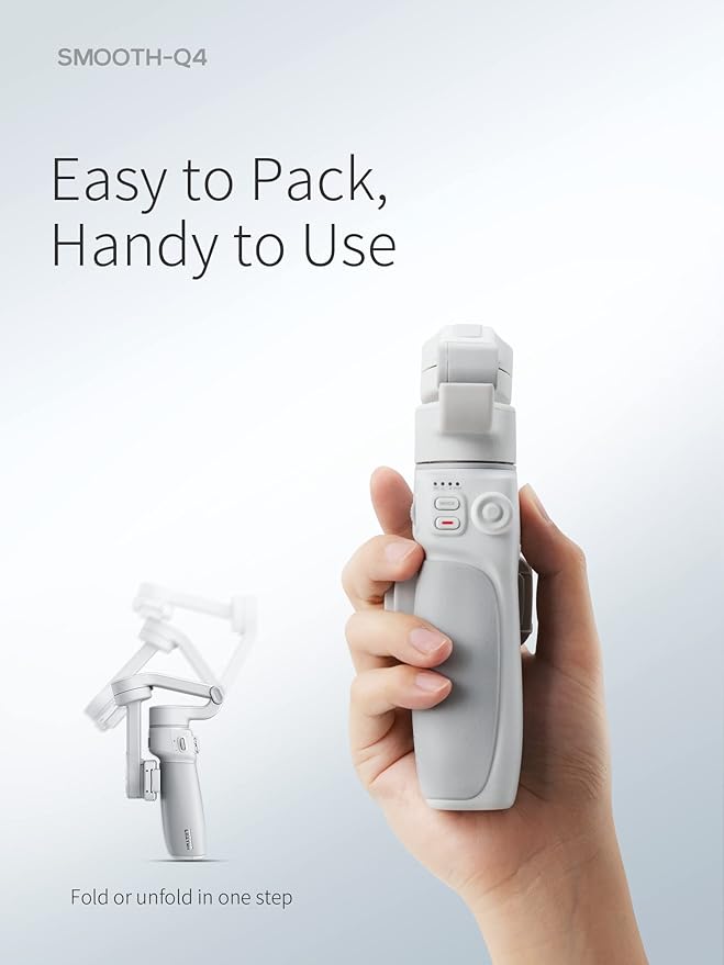 ZHIYUN Smooth Q4 Combo Gimbal Stabilizer, 3-Axis Smartphone Phone Gimbal, Built-in Extension Rod, Foldable and Portable, Android and iPhone Gimbal, Vlogging Stabilizer, TikTok YouTube Video