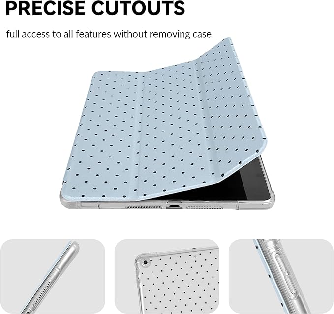 Lovmooful Compatible for iPad 5/6 (9.7-Inch,2018/2017 Model,6th/5th Generation) Case with Pencil Holder Cute Polka Dot with Aesthetic Design Soft TPU Trifold Stand Protective-Blue