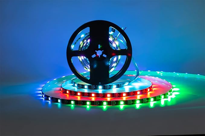 WS2812B LED Strip Individual Addressable Light SMD 30Pixels/m 5050 RGB Pixel Strip DC5V (16.4FT 150LEDS Waterproof IP65, White PCB)