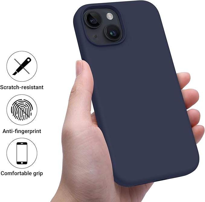 OTOFLY Designed for iPhone 15 Case, Silicone Shockproof Slim Thin Phone Case for iPhone 15 6.1 inch (Midnight Blue)