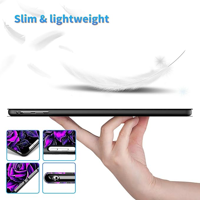 for Kindle Scribe 10.2 Inch 2022/2024 Released Tablet Case, Slim Kickstand Stand Leather Smart Cover with Auto Wake/Sleep, Purple Rose 01