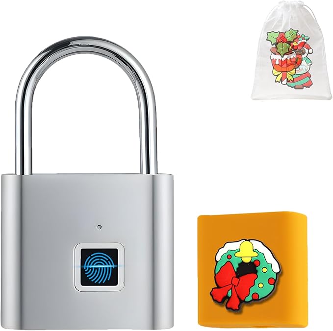 UMIKSMART Fingerprint Padlock, Keyless Fingerprint Padlock with USB Charging, Smart Keyless Padlock for School Locker, Gym Locker, Backpack and Travel Bag, Gift for Kids, Teens and Friends