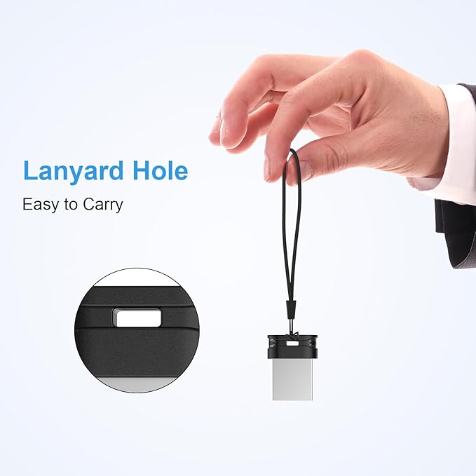 RAOYI USB Stick 256GB USB 3.0 Flash Drive with Lanyard, 256G Mini Fit Memory Stick Ultra Slim Thumb Drive Zip Drive for PC Desktop-Black