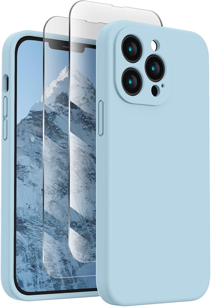 FireNova Designed for iPhone 13 Pro Case, Silicone Upgraded [Camera Protection] Phone Case, Soft Anti-Scratch Microfiber Lining Inside, 6.1 inch, Sky Blue