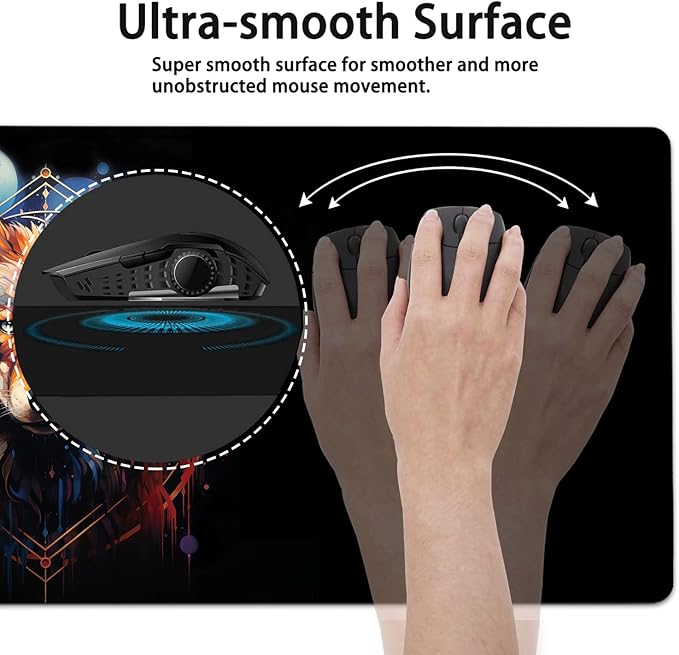 Large Mouse Pad, 31.5 x 11.8in Extended Gaming Mouse Pad with Stitched Edges, XXL Mousepad Protector Non Slip Rubber Base for Office and Home Writing Mat, Nebula Wolf Pattern Black Desk Mat