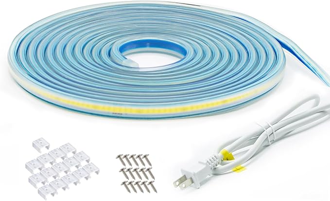 Waterproof LED Light Strip 10m Flexible LED Strip Lights 110v AC LED Rope Light 6000K Cuttable LED Strip for Outdoor Indoor Under Cabinet Lighting (Cold White, 32.8ft)