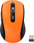 Wireless Mouse With Side Buttons Suitable for Laptops PC Chromebook Mac MacBook Silent Mouse with USB Nano Receiver 2400 DPI Anti Slip Scroll Wheel 6-Button Ergonomic Wireless Computer Mice - Orange
