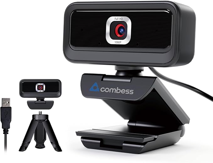 Webcam for PC, Computer Camera for Desktop, 1080P Webcam with Tripod,USB Web Cam, 2 Noise Reduction Mics, Built-in Privacy Cover,Plug&Play