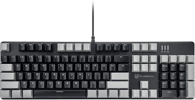Merdia 104 Keys Full Size Mechanical PC Gaming Keyboard | Hot Swappable LED Backlit Light Up Wired Mechanical Computer Keyboards | Brown Switch US Layout Black & Grey Keycaps Keyboard for Gaming