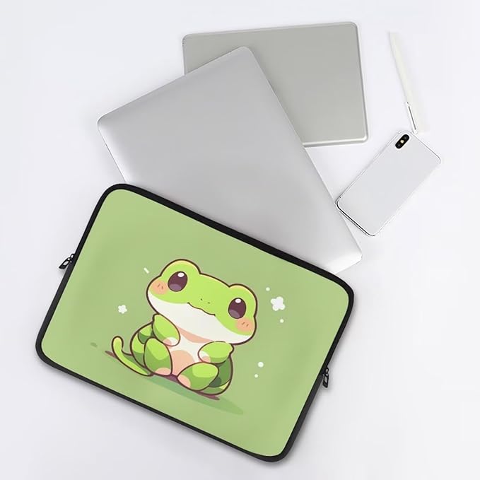 Cute Frog Laptop Sleeve for Women Teen Girls 10 inch Laptop Accessories with Versatile Uses Lap Top Case Portable Computer Sleeve Laptop Pouch Ideal Gifts for Holidays Green