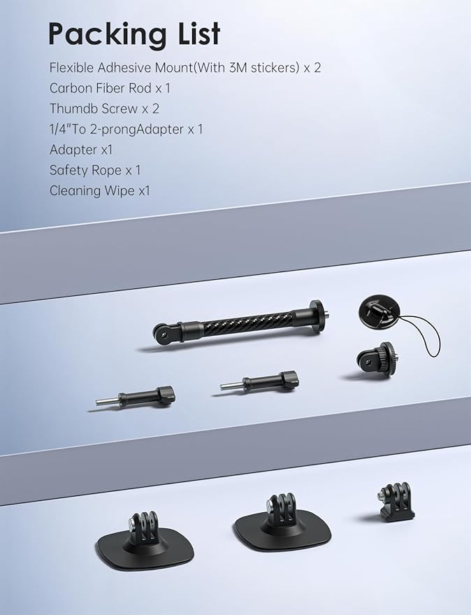 Flexible Adhesive Mount Compatible for Insta360 Helmet Mount X5 X4 X3 Ace Pro for Go Pro Hero Action Camera Base Kit for DJI Osmo Action Sports Camera Accessories Camera Mounts and Supports