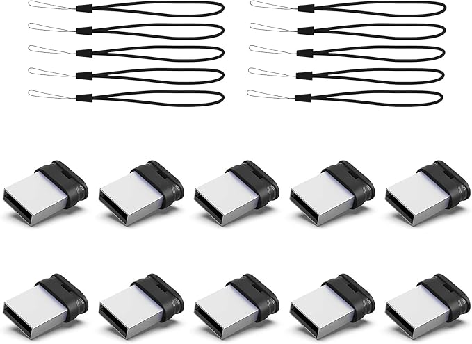 32GB Small USB Drive K&ZZ 10 Pack 32 GB Mini Flash Drive with Lanyard 32G Low Profile USB Flash Drives Micro Thumb Drive for PC Laptop (32GB, Black)