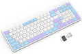 GAMCATZ Colorful Wireless Keyboard with Low-Profile Keys-Soft Touch,Cute,Quiet Design,Windows & Mac OS，Office Cordless Slient Computer Keyboard for Desktop,Laptop, PC, Mac, Windows-Purple Blue White
