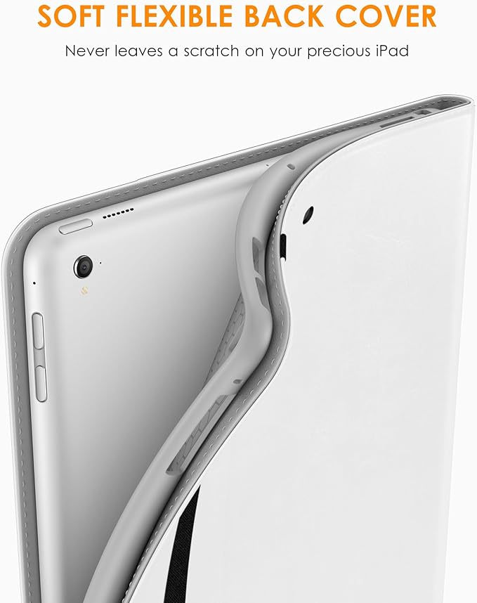 DTTO for iPad 9.7 Inch 5th/6th Generation 2018/2017 Case with Apple Pencil Holder, Premium Leather Folio Stand Cover Case for Apple iPad 9.7 inch, Also Fit iPad Pro 9.7/Air 2/Air - White