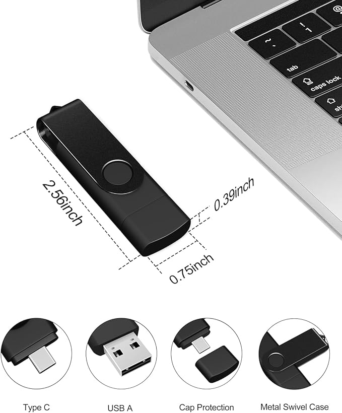 AreTop 16GB USB C Flash Drive 2 in 1 OTG USB 2.0 + Type C Memory Stick with Keychain Dual Type-C Thumb Drive Photo Stick Jump Drive for Android Smartphones, Computer, Tablet, PC, 20 Pack