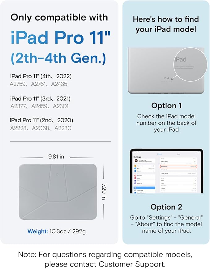 MOFT Dynamic Folio Tablet Stand for Desk Compatible with iPad Pro 11" (4th 2022 | 3rd 2021 | 2nd 2020), Slim Magnetic Tablet Holder Case with 20+ Viewing Angles, Cement x Sapphire