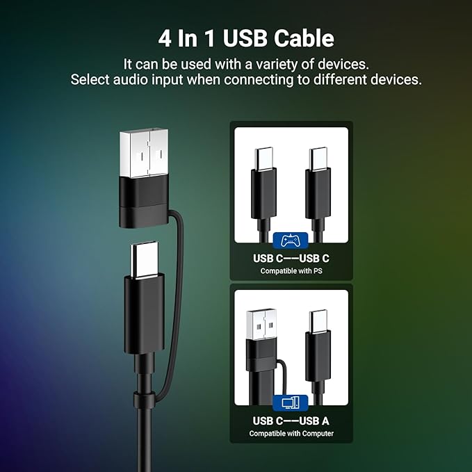 NEEWER UM02 RGB USB Microphone for Gaming Streaming Podcast, Cardioid Condenser Noise Cancellation Desk Mic for Headphone Monitoring Compatible with iPhone iPad Mac PC Android PS5/PS4 Pro/PS4