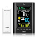 Weather Station Wireless Indoor Outdoor Thermometer， Inside Outside Temperature Humidity Monitor，with 330ft Range Sensor and Adjustable Backlight (Black)
