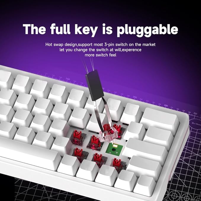 abucow 60% Mechanical Gaming Keyboard Red Switch Wired Compact Keyboard with RGB Backlight Anti-Ghosting No-Conflict 63 Swappable keycaps Ergonomic Design for Windows/Mac