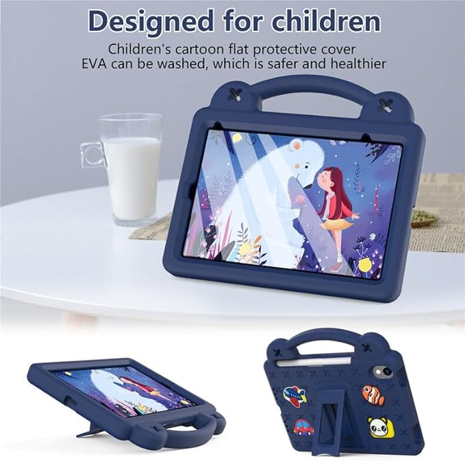 AKABEILA Compatible with Apple iPad mini 6 2021 8.3 inch Tablet Case, Kids Friendly Universal Lightweight Shockproof Protective Case with Shoulder Strap & Stand Handle & Pen Tray Navy Blue
