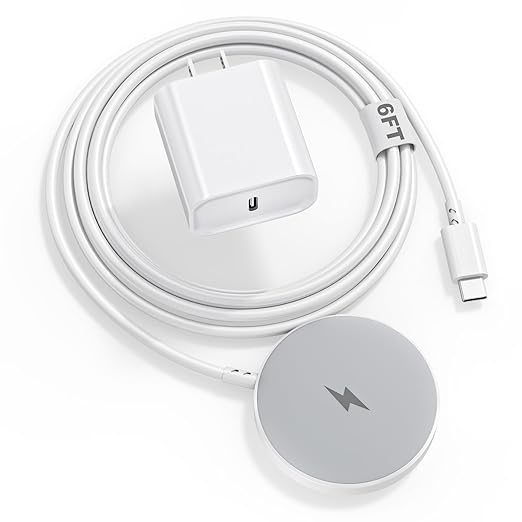 iPhone Magnetic Wireless Fast Charging[Apple MFi Certified] 6FT Wireless Charging Pad with iPhone 17 USB C Charging Block Apple 15W 6FT Magnetic Charge for iPhone 17/16/15/14/13/12/Pro/Pro Max,AirPods