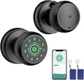 BIWIBON 5-in-1 Smart Door Knob, Fingerprint Door Knob with App Control, Smart Fingerprint Door Lock,Auto Lock, Ideal for Home, Bedroom, Office, Black