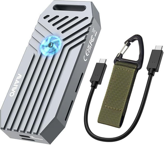 MAIWO M.2 NVMe SSD Enclosure 40Gbps, USB4 External Tool-Free NVMe Enclosure for 2280 M-Key,Compatible with Thunderbolt 4/3/USB4/USB C with Cooling Fan, Aluminum Alloy Shell ASM2464PD Chip