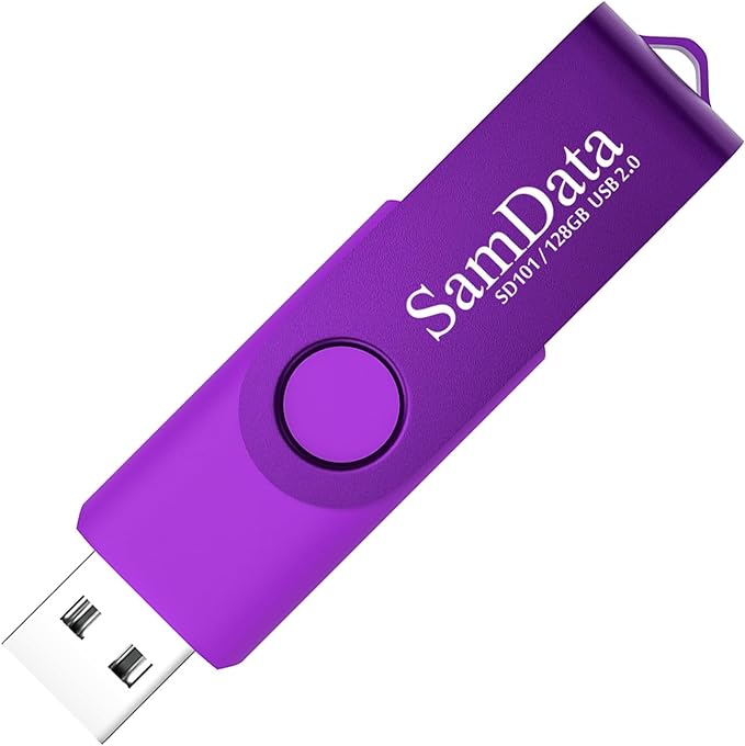 SamData 128GB USB Flash Drives 1 Pack 128GB Thumb Drives Memory Stick Jump Drive with LED Light for Storage and Backup (1 Pack Purple)