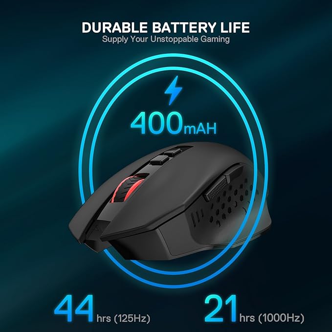 Redragon M656 MAX 3-Mode Wireless Gaming Mouse, 10000 DPI Rechargeable Gaming Mice w/ 5 DPI Levels, 7 Macro Buttons, RGB Backlight & Pro Software Supported, for PC/Mac/Laptop