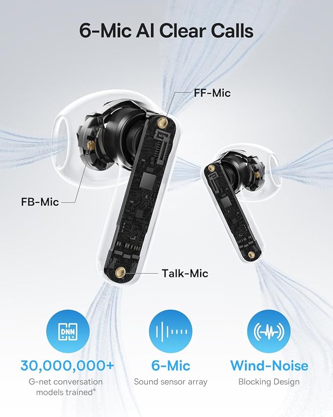 Baseus BS1 NC Semi-in-Ear Noise Cancelling Earbuds with Adaptive Hybrid ANC, No Ear Pressure, Hi-Res Audio (LDAC), 40H Playtime, 4g Ultra-Lightweight Fit, 6-Mic AI Clear Call