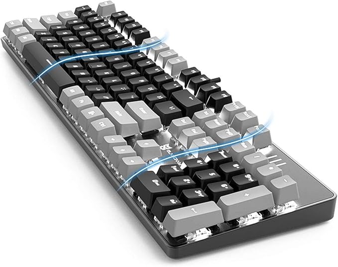 Qisan 104 Mechanical Keyboard for Gaming | Large Size USB White Backlit Gaming Keyboard Wired | US Layout Black Switches Hot Swappable Mechanical Clicky Keyboards Compatible with PC & Laptop