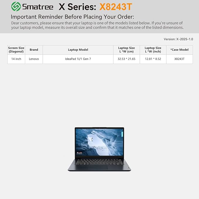 Smatree Hard EVA Protective Sleeve Case Compatible for 14 inch Lenovo IdeaPad 1i/1 Gen 7, 14 inch Lenovo ThinkPad C14 Chromebook Enterprise, Anti-Shock and Waterproof Laptop Case (X8243T)