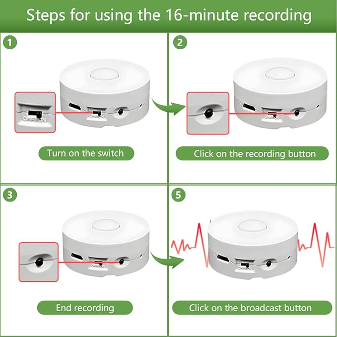 XLW 16 Min Voice Recorder,DIY Voice Recording Button for Stuffed Animals, Bear,Plush, Baby Doll,Pillow. Record Custom Messages for Xmas Halloween New Year Birthday Creative Presents-White