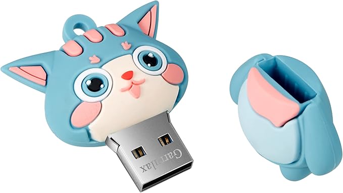 USB Flash Drives,Waterproof Silicone USB2.0 High Speed Thumb Memory Stick Pen Date Storage Pendrive U Disk (16GB,Cyan Cat)