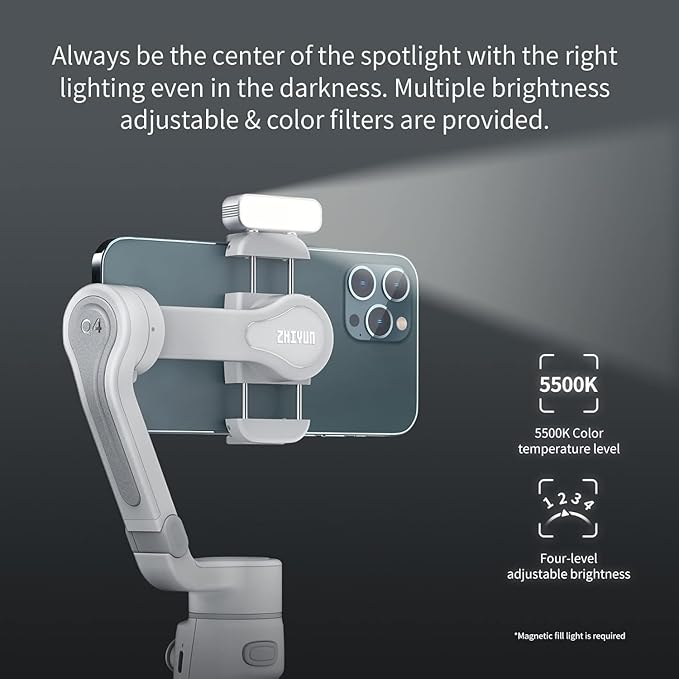 Zhiyun Smooth Q4 Gimbal Stabilizer for Smartphone,3-Axis Gimbal for iPhone Android Cellphone,Built-in Extension Rod,Portable and Foldable,Vlogging Stabilizer,TikTok YouTube Video