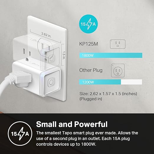 Kasa Matter Smart Plug w/ Energy Monitoring, Compact Design, 15A/1800W Max, Super Easy Setup, Works with Apple Home, Alexa & Google Home, UL Certified, 2.4G Wi-Fi Only, White, KP125M (4-Pack)