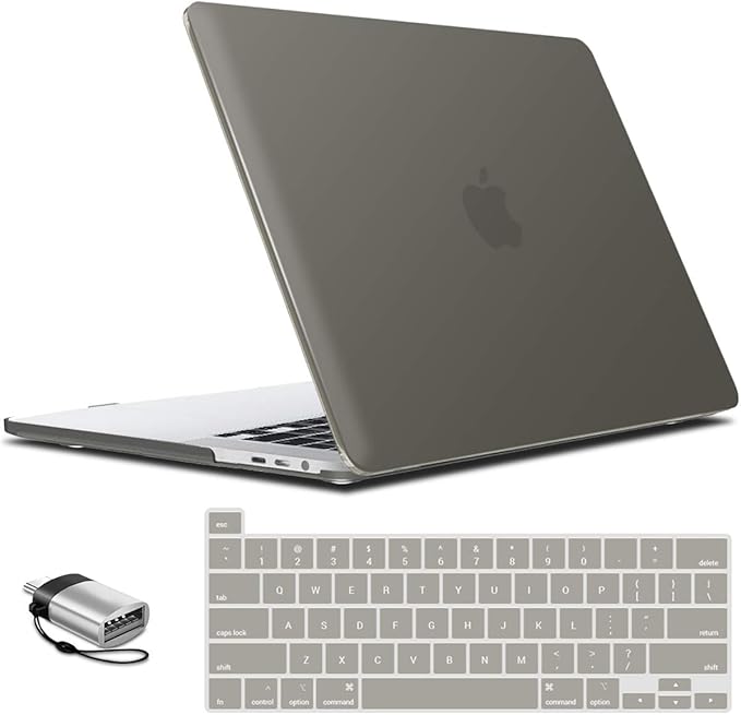 IBENZER Compatible with MacBook Pro 16 Inch Case A2141 Release 2020 2019, Hard Shell Case with Keyboard Cover & Type C Adapter for Old Version Mac Pro 16’’, Gray,T 16GY+1TC