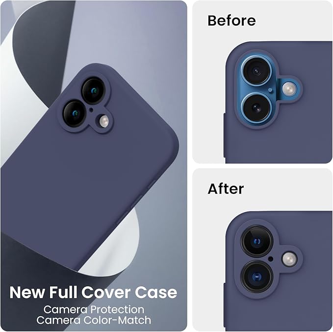 FireNova Designed for iPhone 16 Plus Case, Silicone Upgraded [Camera Protection] Case, Soft Anti-Scratch Microfiber Lining Inside, 6.7 inch, Navy Blue