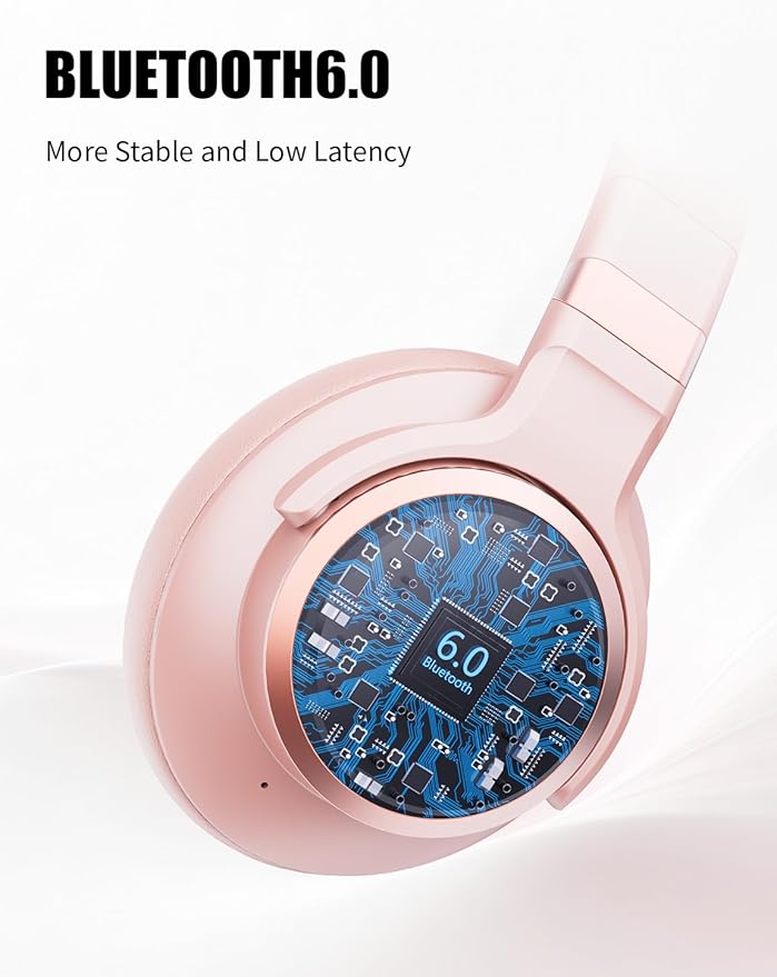 KVIDIO Hybrid Active Noise Cancelling Headphones, Wireless Bluetooth Headphones Over Ear with Mic, 70H Playtime, Transparency Mode, Hi-Fi Stereo Sound, Deep Bass Headsets for Phone PC